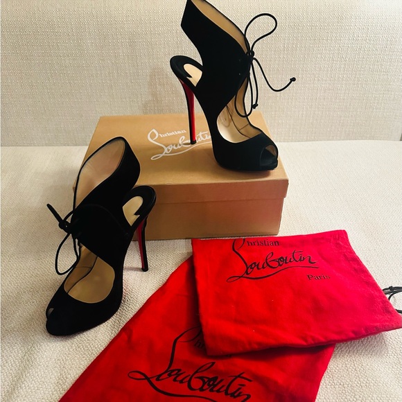Christian Louboutin Shoes - Christian Louboutin Campanina 120 Leather D'Orsay Pumps - Black